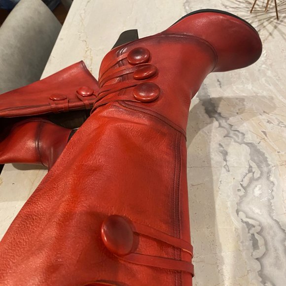 Red Leather Boots - new without tags - Picture 8 of 13